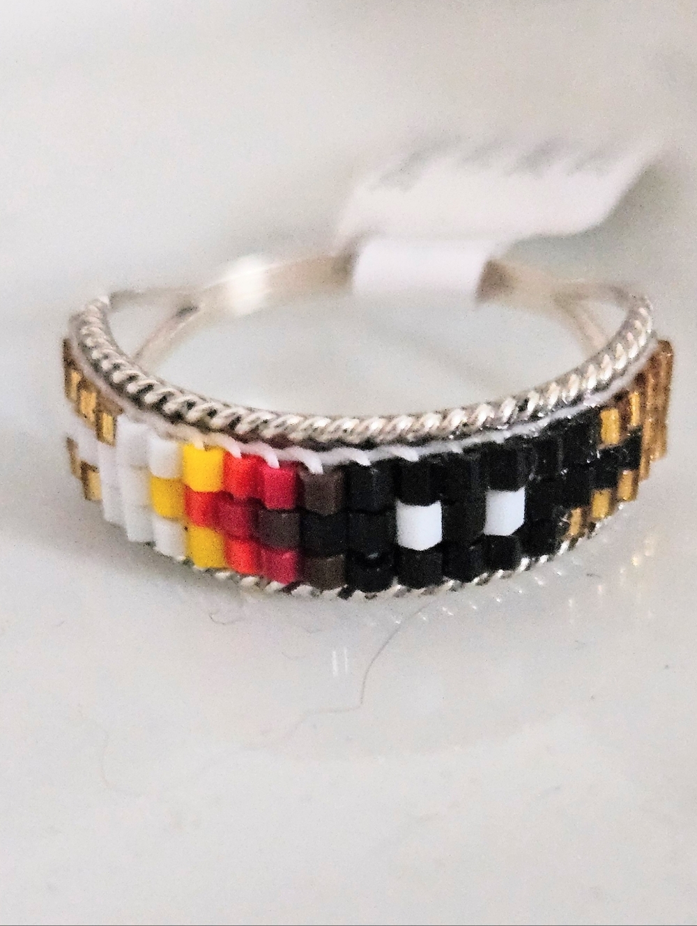 NAVAJO HANDMADE  BEADED STACK RING 925 STERLING SILVER SIZE 7.5 - Picture 2 of 6